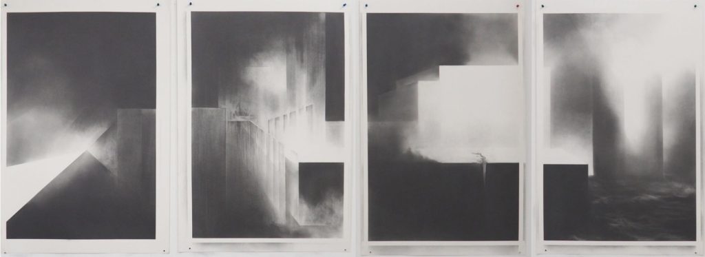 Angélique Lecaille, Série 'Jara', 2019, dessin graphite, 106 x 72 cm chaque.